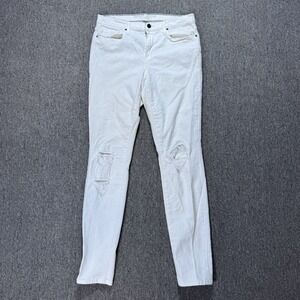 DKNY City‎ Ultra Skinny White Denim Jeans Size 8 Logo Stretch Slim Distressed
